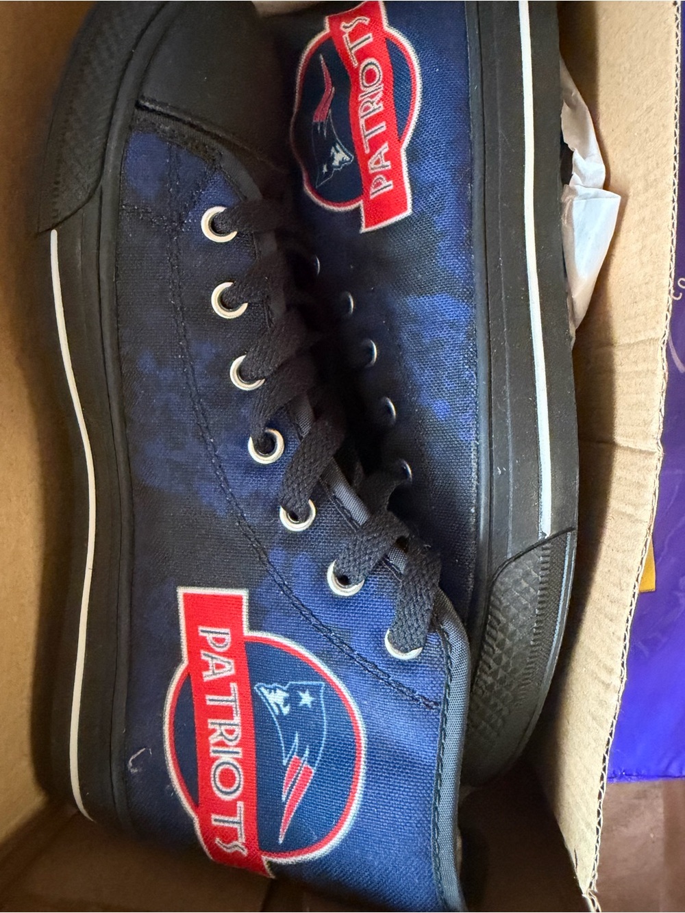 Patriots Navy Canvas High-Top Sneakers - women